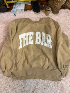 light brown/white The Bar varsity crewneck